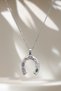 Women's Silver Color Steel Nal Necklace with Colorful Stones, Minimal Chic Daily Necklace - 4