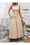 Women's Open Shoulders and Waist Tie Long Aerobin Dress - 4