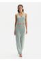 Cotton Silk Blend Clay Green Knitwear Trousers