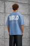 Men's T-Shirt Sea Print Washable Blue Oversize Printed Crew Neck Cotton