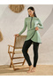 Pack of 3 - Solid Full Sleeve Front Zip Swimsuit, Contrast Edge Wrap Skirt and Leggings Burkini Set