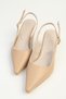 Women's Nude Open-Back Heeled Shoes Pointed Toe Stylish Short Heeled Evening Dress Stilettos - 2