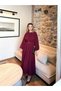 Women's Layered Gathered Chiffon Dress with Belt Detail - Burgundy