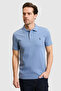 Men's Slim Fit Polo Neck Indigo Basic T-Shirt 50322347-Vr028 - 3