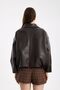 Women's Buckled Leather Oversize Relax Fit Cut - 3