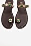 Martinez Brown Buckle Genuine Leather Women's Flip Flops - 2