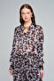 Women's Leaf Patterned Shirt with Tie Detail at the Waist