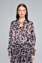 Women's Leaf Patterned Shirt with Tie Detail at the Waist - 2