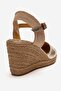 Si̇nta Gold Genuine Leather Women's Heeled Sandals - 5