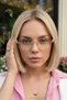 Jeweled Square Gold Framed Ultra Light Blue Block Women's Glasses with Blue Light Filter