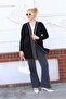 Plus Size Black Cardigan with Sparkling Stripe Detail - 2