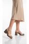 Women's Cream Plain Platform Heeled Sandals Ayk2082