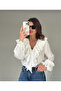 Ruffle Detailed Lace-Up Design Long Sleeve Shirt - 7