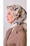 Beige Floral Pattern 100% Twill Silk Scarf