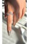 Women's Silver Color Stone Leaf Ring - 3