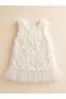 Girl's Cotton Ecru Rose Textured Dress and Bag Set - 4