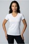 Women's V-Neck Short Sleeve Cotton Flexible Basic T-Shirt Daily Casual Fit Solid Color T-Shirt Black White - 2