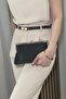 Women's Black Satin Evening Dress Bag with Stone Accessories - Chain Strap Hand and Shoulder Bag - 4