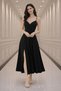 Women's Double Breasted Collar Pleated Strap Slit Detail Midi Dress - 3