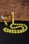 10X13 mm Beyzi Yellow Crimped Amber Prayer Beads - Signed by Master Fatih Erbabacan - Sülün İmame Prayer Beads - 3