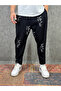 Elastic Waist Japanese Patterned Baggy Trousers