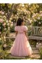 Girl's Pink Rose Detailed Crop Dress, Girl's Evening Dress - 2
