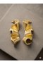 Elyra Gold Textured Modern Form Earrings – Handmade Statement Design - 2