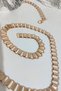 Women's Gold Color Geometric Design Dangle Chain Dress and Evening Gown Belt - Mfr5018 - 5