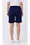Women's Navy Blue Oversize Fit Shorts Bermuda Comfortable Fit with Side Pockets - 7