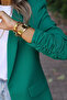 Dark Green Sleeve Gather Detail Blazer - 7