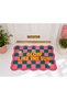 Aura Series – Glow Like the Sun Retro Pink Green Checkered Woven Base Decorative Carpet Aura5 - 6