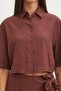 Mocha tie dye cropped shirt - 5