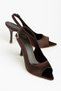 Open Front Pointed Toe Satin Women's Heeled Shoes