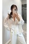 White 100% Cotton Shirt with Lace Detail - 39719