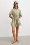 Waist-tie shirt collar summer dress