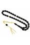 Kömür Karası Gold Design Crimped Amber Prayer Beads