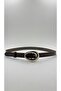 Women's Brown Thin Leather Belt 2.5 cm with Nickel Buckle, Compatible with Pants, Jackets, and Dresses - 3