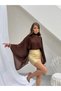 Women's Brown Scarf Detailed Transparent Blouse - 3