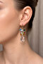 Colorful Crystal Earrings with Drop Crystal Stones and Fringes 5 Cm.