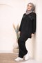 Women's Stoned Shoulder and Cuffed Sleeve Tunic-Pants Two-Piece Set - 4