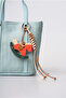 Blue Knitted Patterned Mini Hand & Shoulder Bag with Horse Figure Charm Accessory Detail 22X18X8 cm - 4