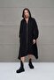 Black Hooded Asymmetrical Oversize Long Dress 18274 - 2