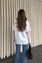 Women's Crew Neck Mardiya Lace Sleeve Blouse Oversize Cotton Relaxed Cut T-Shirt - 5