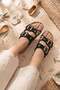 Nass Imported Special Series Women's Slippers with Bead Stone Details Black - 2
