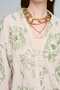 Women's Short Blouse with Large Flower Embroidery and Sequin Trim - 2