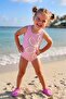 Girl's Non-Slip Sole Sea Shoes Pool Booties - Plain Pink - 3