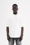 Men's Floral Embroidered Double Face Oversize T-Shirt Ecru