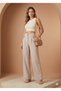 Women's Button Detailed Lycra Palazzo Trousers with Elastic Waist