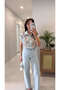 Melsta Blue Denim Trousers Set with Floral Embroidery Detail - 3