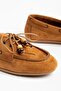 G-03 Tan Suede Beaded String Casual Women's Ballerinas - 4